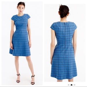 J. Crew Blue Tweed Windowpane Plaid Dress